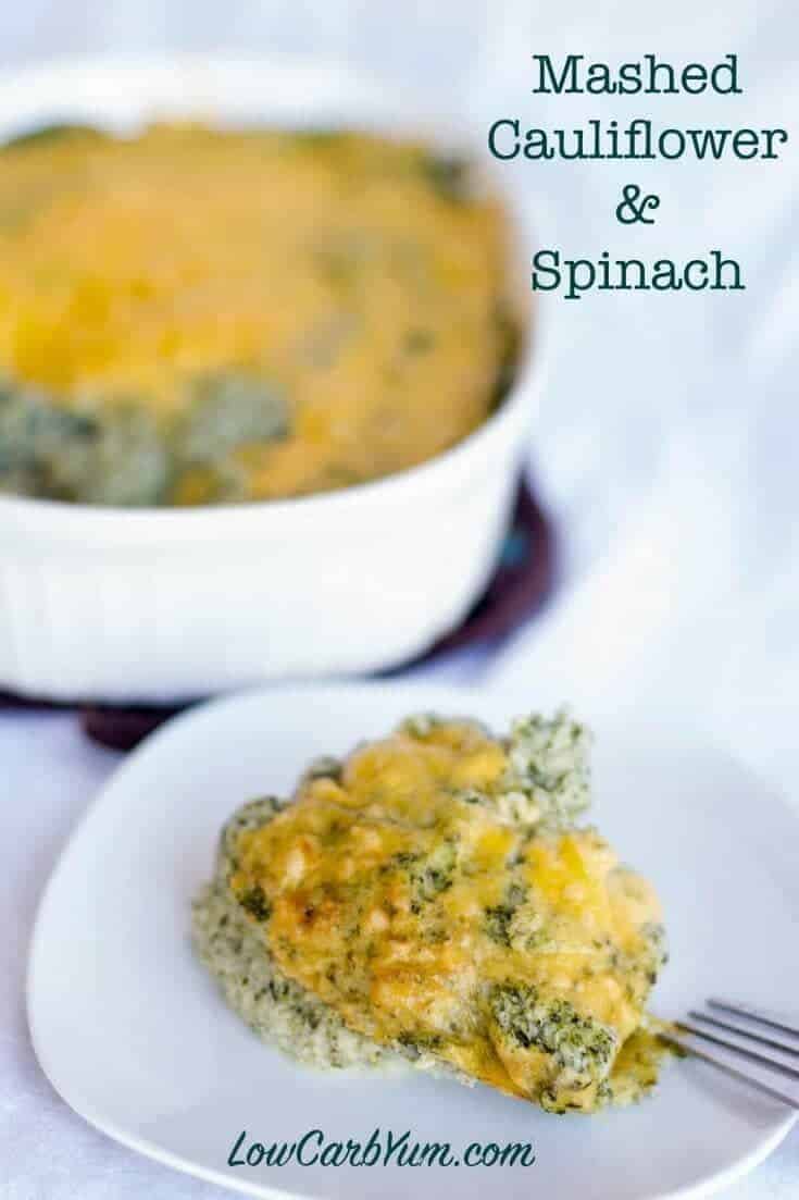 keto cauliflower mashed potatoes with spinach