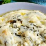 Hot low carb spinach dip with cheese close