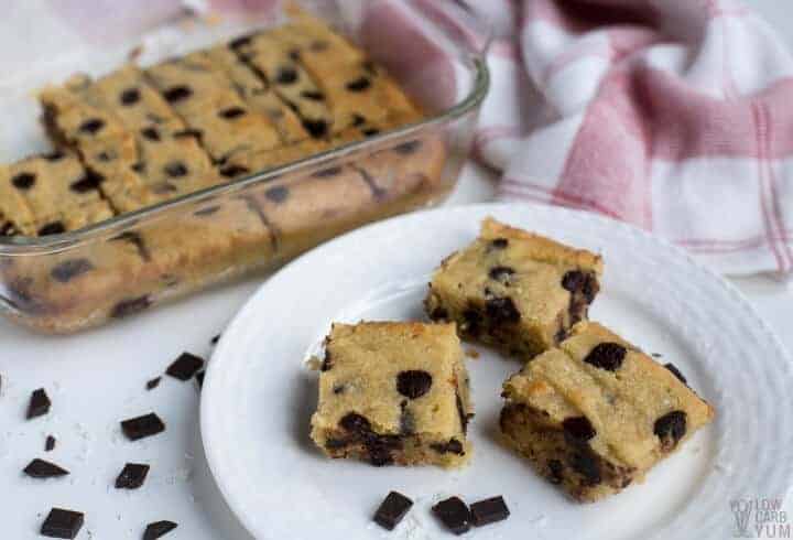 Chocolate chip coconut bars on plate