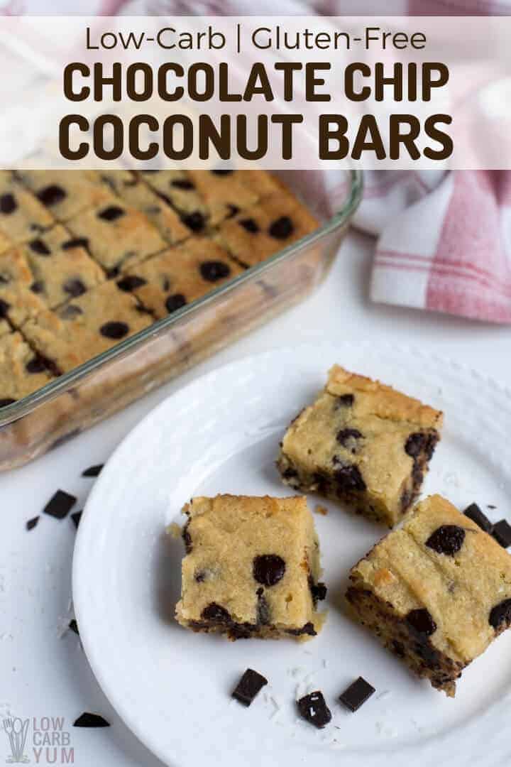 Low-carb gluten-free chocolate chip coconut bars recipe