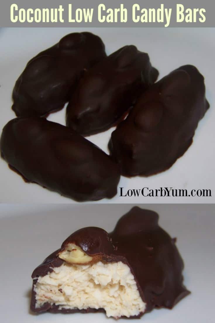 Easy to make coconut low carb candy bars are a sugar free alternative to an Almond Joy. They will truly will have you jumping for joy when you take a bite.