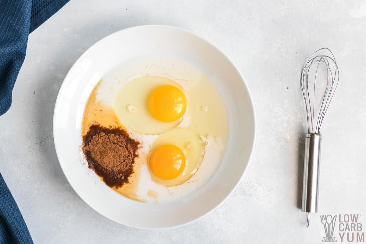 egg mixture ingredients in white bowl