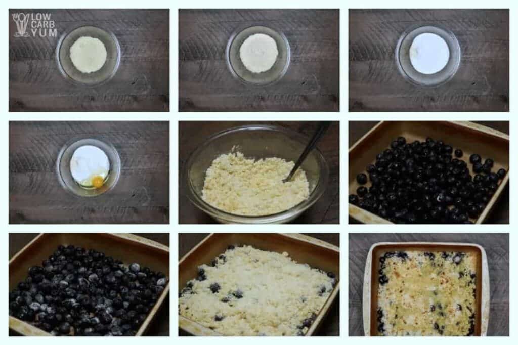 Low carb blueberry cobbler prep