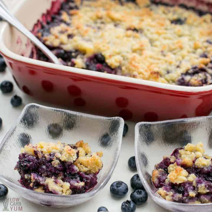 Easy low carb gluten free blueberry cobbler dessert recipe