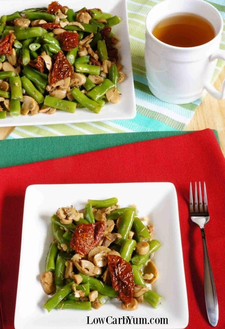 Sauteed green beans and mushrooms