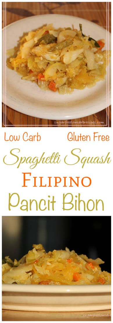 Lo mein is an Asian stir-fry of meat and vegetables with noodles mixed in. This low carb #Filipino #pancit recipe is a great #keto option. #lowcarb #ketorecipe | LowCarbYum.com