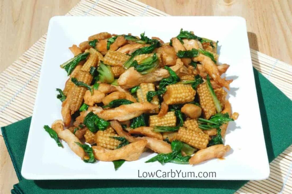 Chicken with Bok Choy and Baby Corn  Low Carb Yum