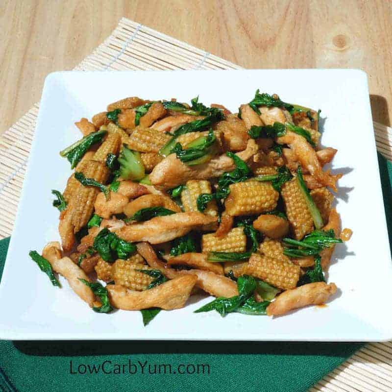 Chicken with Bok Choy and Baby Corn Low Carb Yum