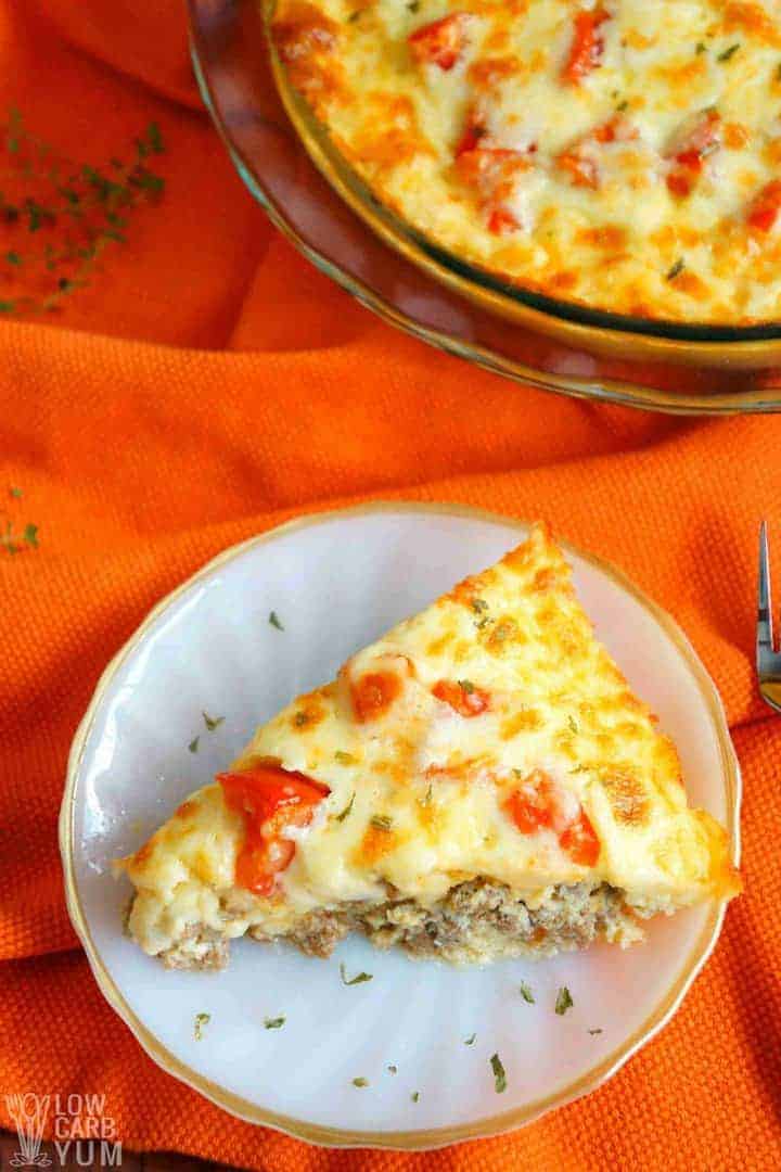 Serving up a keto low carb cheeseburger pie