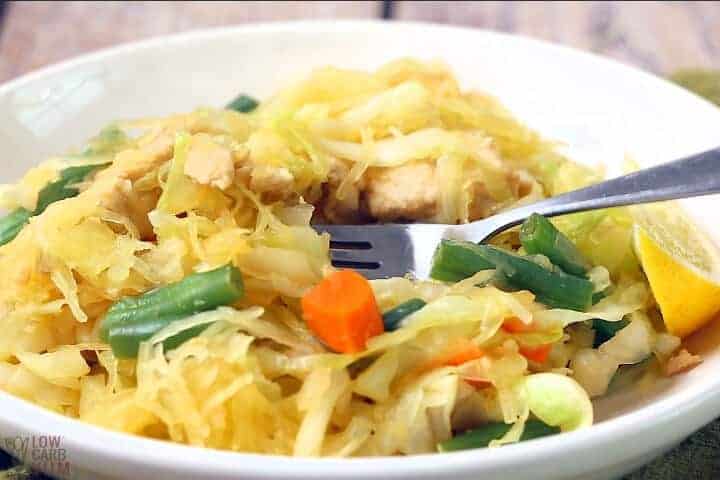 pancit with fork and plate