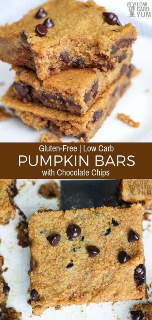 Low Carb Gluten Free Pumpkin Bars with Chocolate Chips Recipe