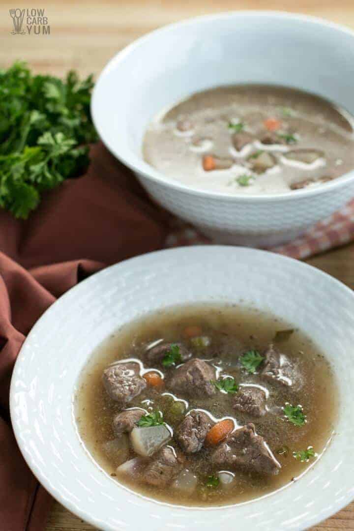 Keto low carb beef stew with radish or turnip