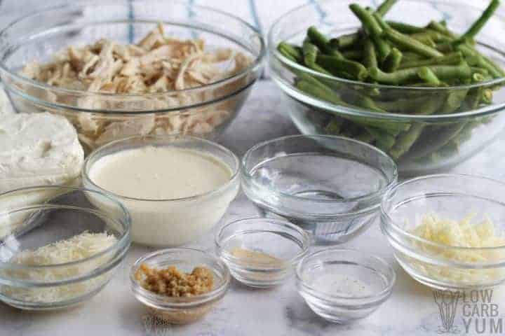 Ingredients for the chicken green bean casserole