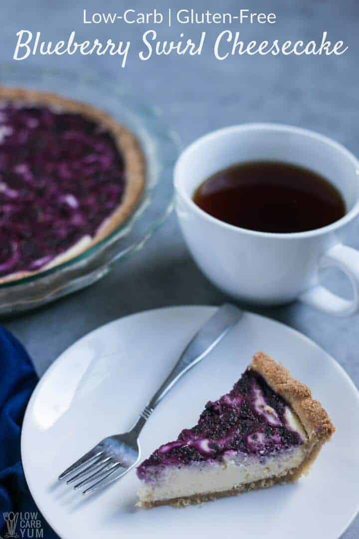 Gluten free low carb blueberry swirl cheesecake recipe