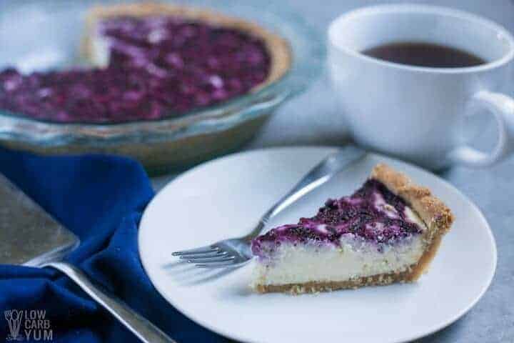 Low carb blueberry swirl cheesecake