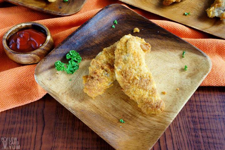 Serving paleo low carb keto coconut flour chicken tenders