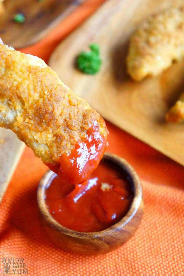 Dipped paleo low carb coconut flour chicken tenders