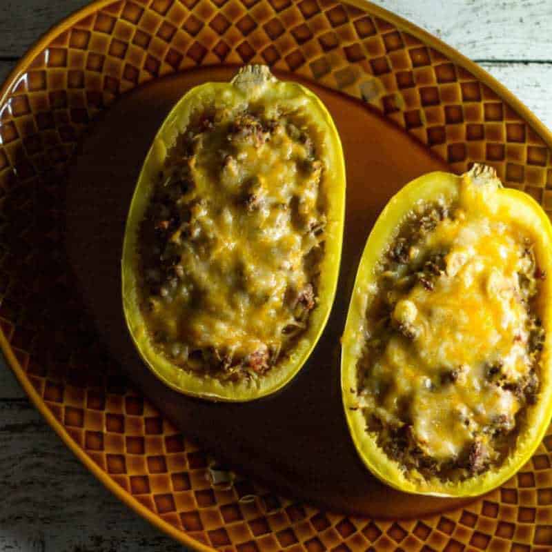 Chili Cheese Stuffed Spaghetti Squash