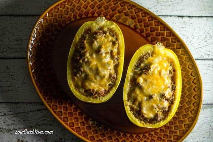 Easy chili cheese stuffed spaghetti squash recipe