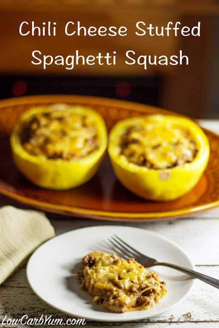 Chili cheese stuffed spaghetti squash recipe