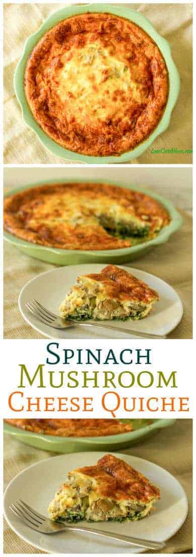 Spinach Mushroom Cheese Quiche (Crustless) | Low Carb Yum
