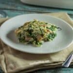 low carb keto spinach cauliflower ham casserole