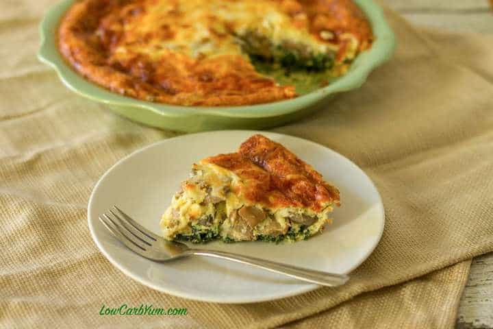 low carb keto spinach mushroom quiche recipe