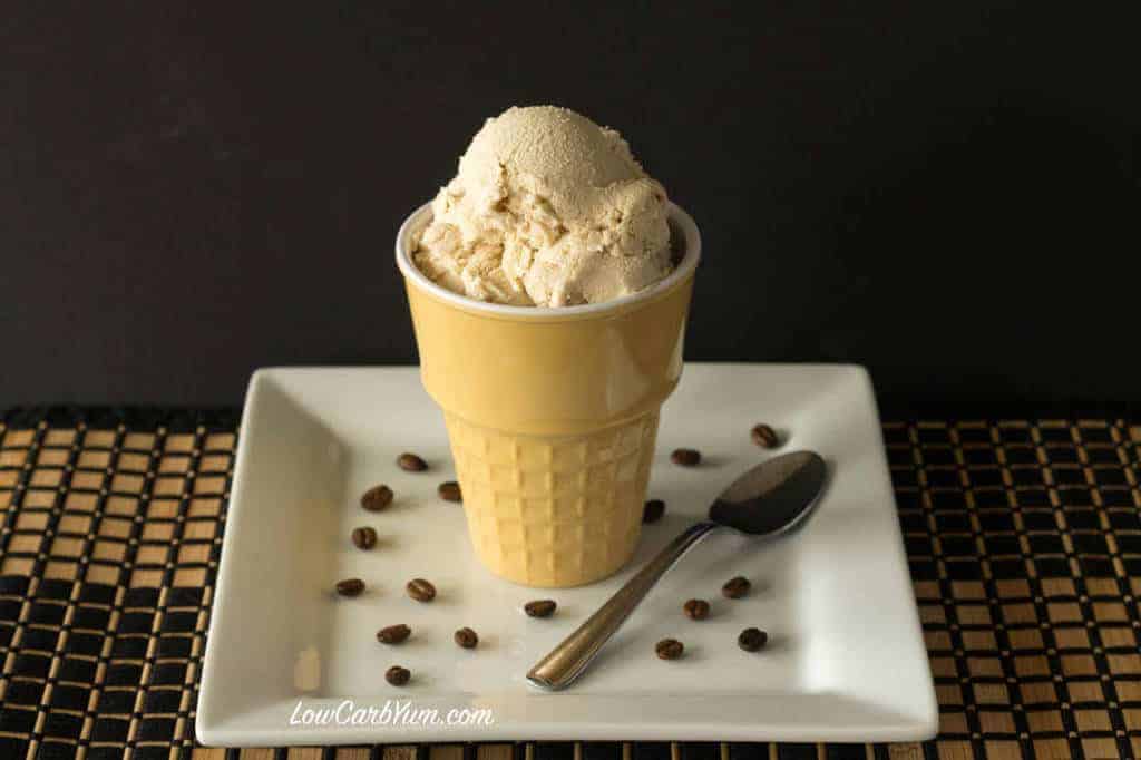 coffee ice cream in cone dish