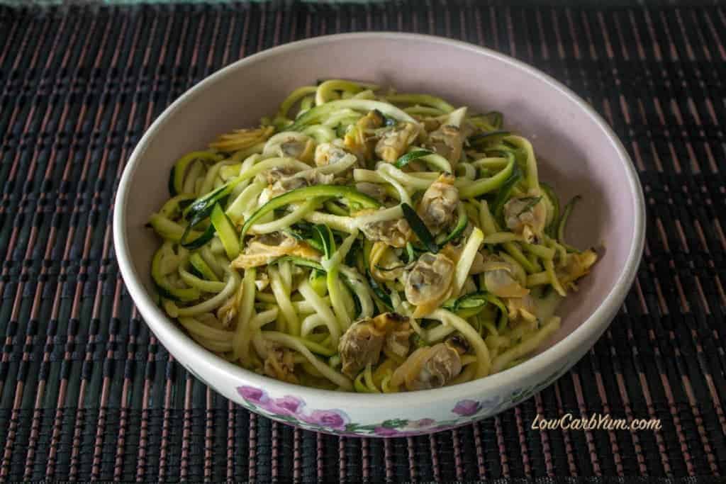 Spiralized Zucchini Noodles and Clam Sauce Low Carb Yum