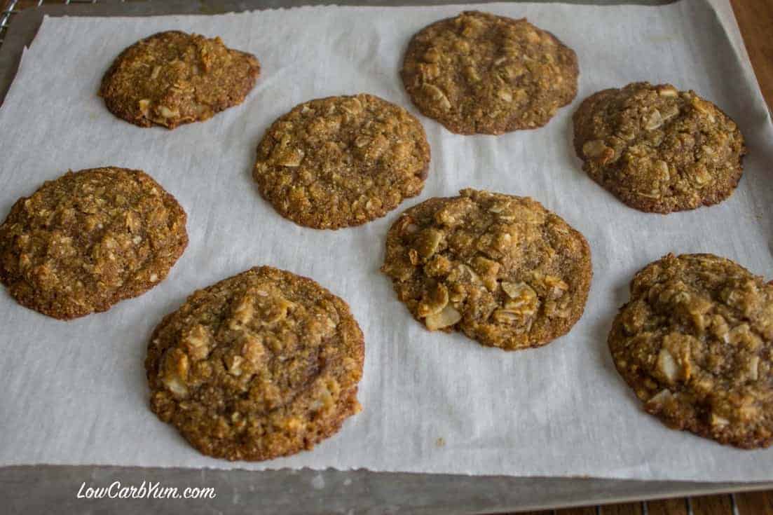 sugar free brown butter coconut cookies parchment