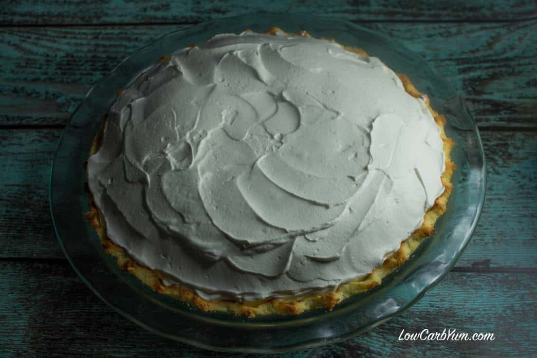 sugar free low carb coconut cream pie top