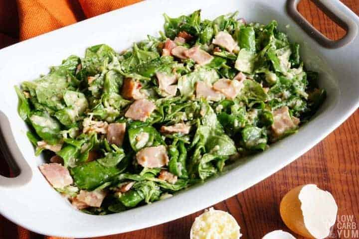 Spinach and ham layer