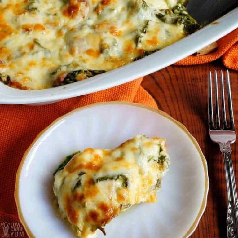 Ham and Cauliflower Rice Casserole with Spinach Low Carb Yum