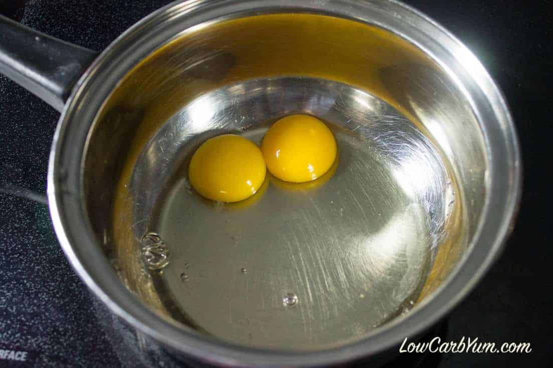 cooked egg yolks apple cider vinegar pot