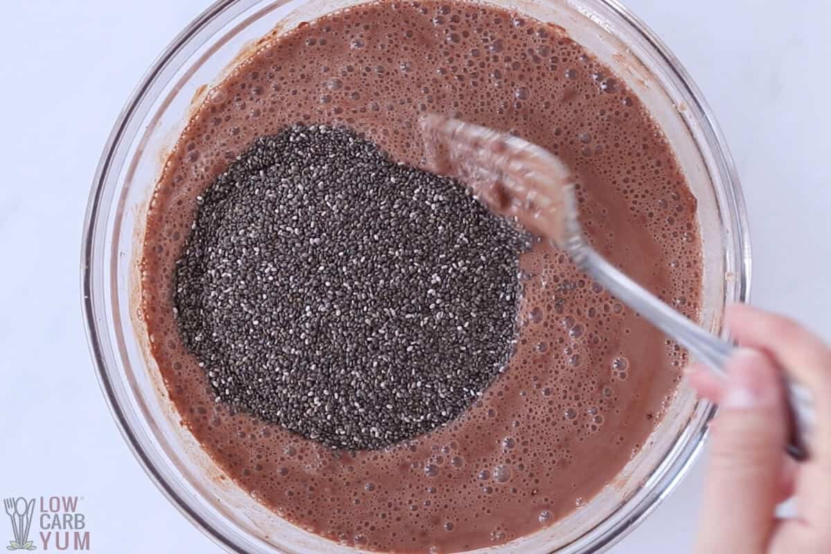 stirring in chia seeds