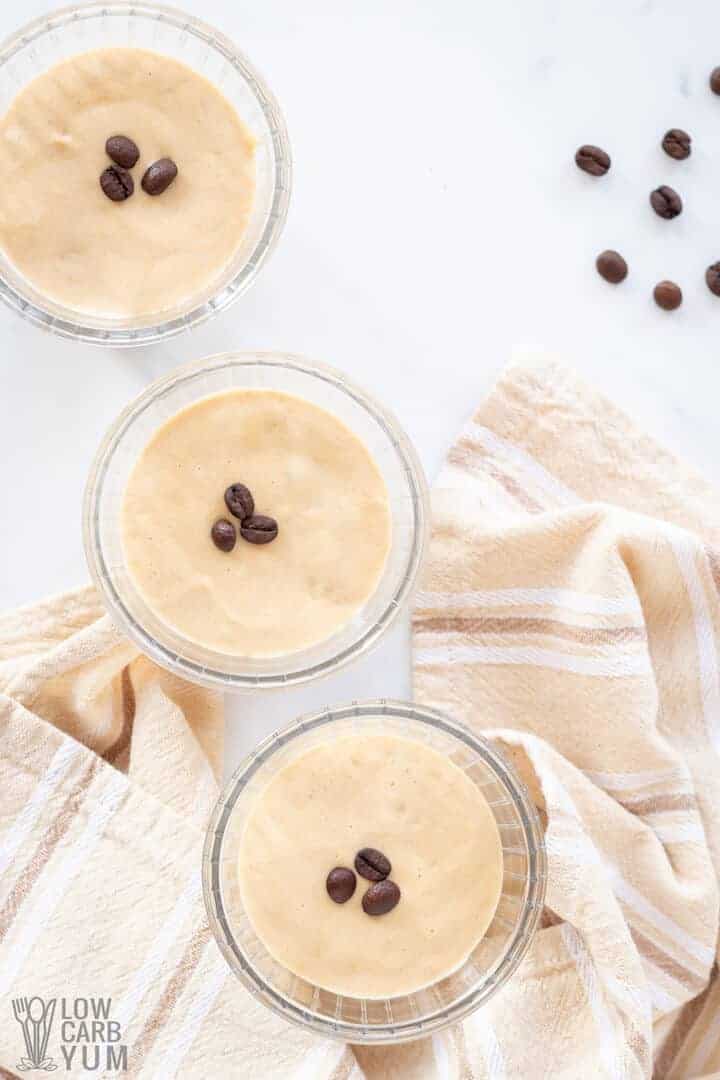 keto custard pudding with coffee beans