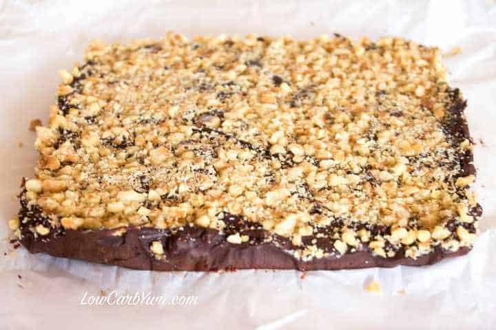 Low carb sugar free chocolate nut fudge block