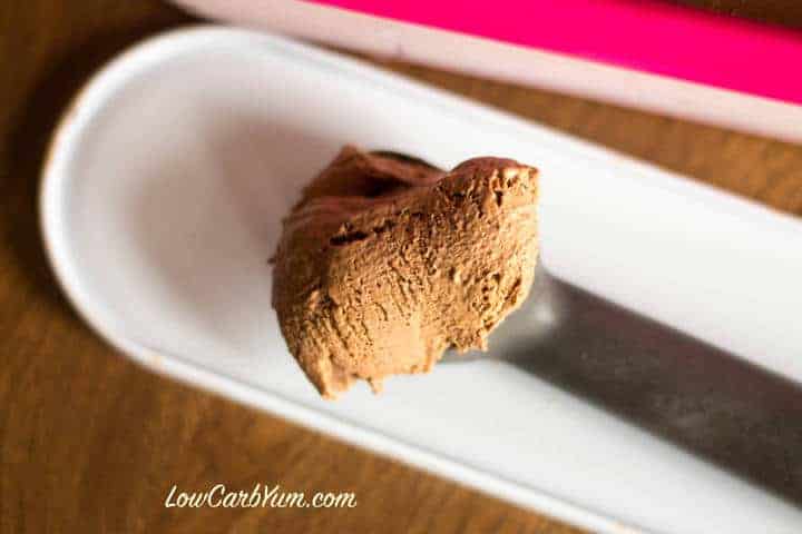 No egg low carb chocolate ice cream scoop