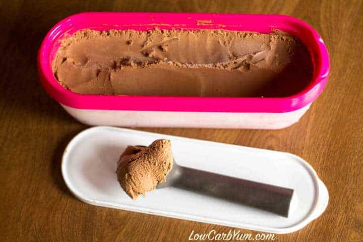 No egg low carb chocolate ice cream scooped