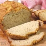 sliced psyllium bread loaf.