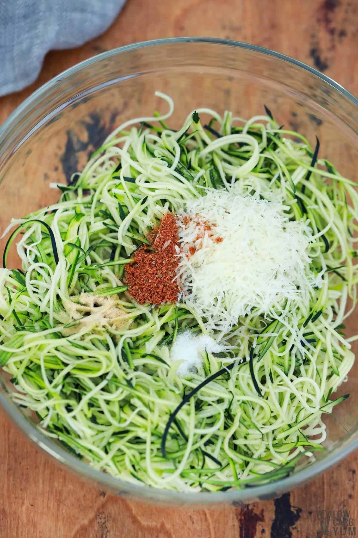 spiralized zucchini noodle mixture