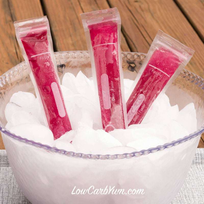 Blueberry Lemonade Popsicles in Freezer Pop Bags Low Carb Yum