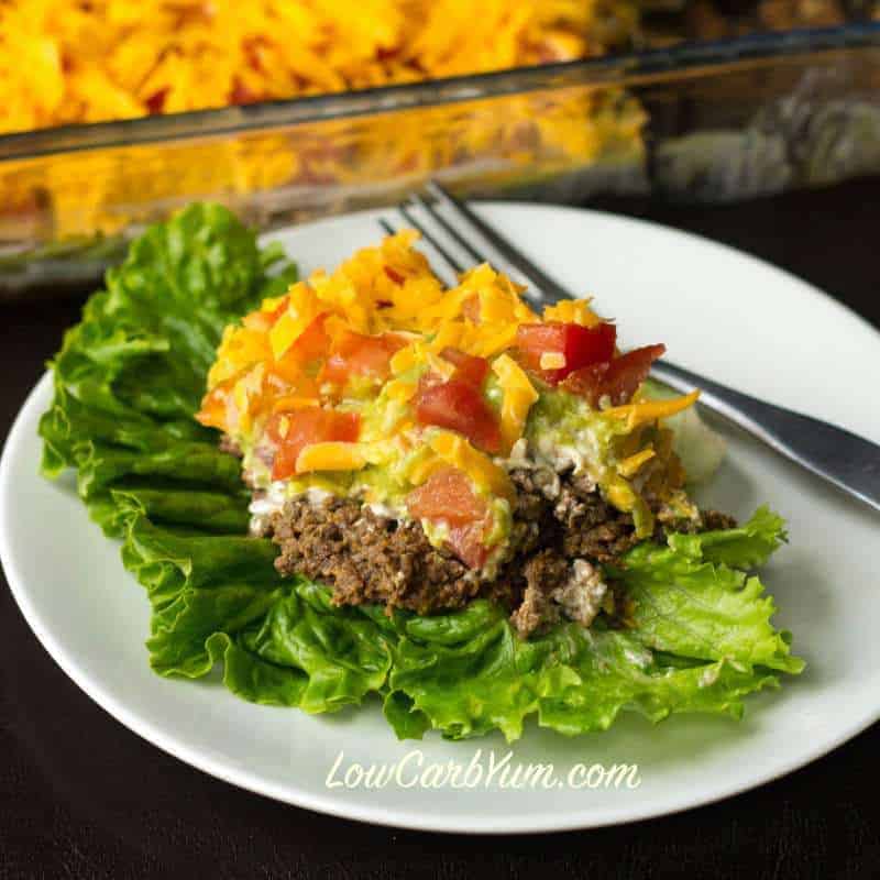 Layered Taco Salad Dip with Ground Beef
