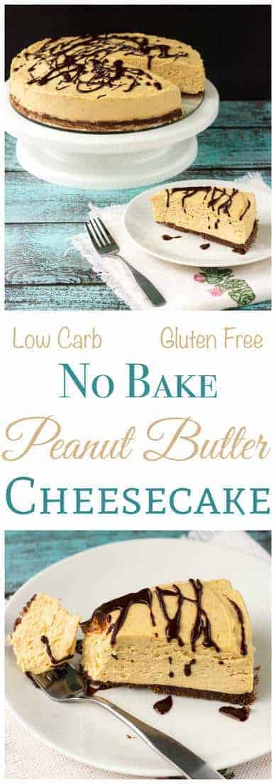 Enjoy this yummy low carb no bake peanut butter cheesecake any time of year. The gluten free crust is sweetened blend of almond flour, cocoa, and butter. Keto Sugar Free Banting Dessert! | LowCarbYum.com