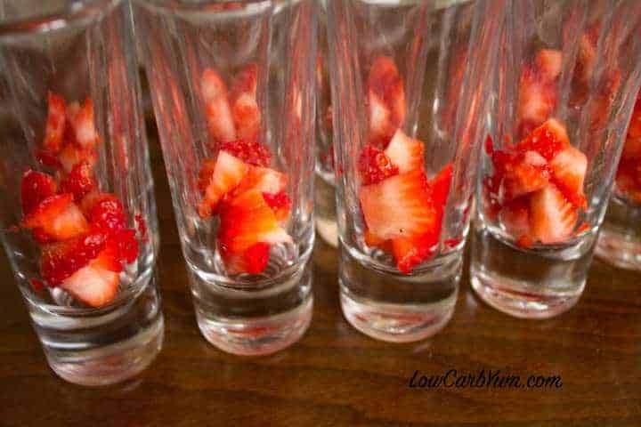 filling dessert shot glass strawberries