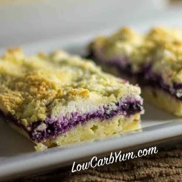 Low Carb Blueberry Jam Cheesecake Bars