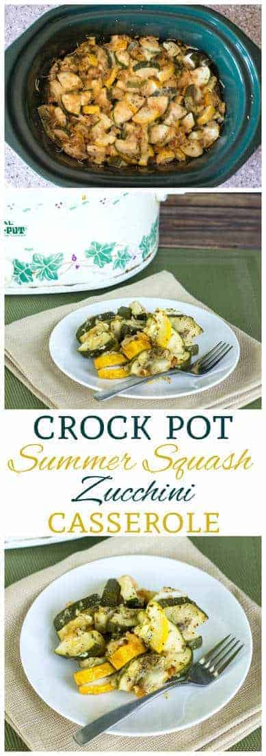 Have an abundance of summer squash in the garden? Try this deliciously seasoned low carb crock pot zucchini and yellow squash casserole. A great side dish! #lowcarb #lowcarbrecipe | LowCarbYum.com