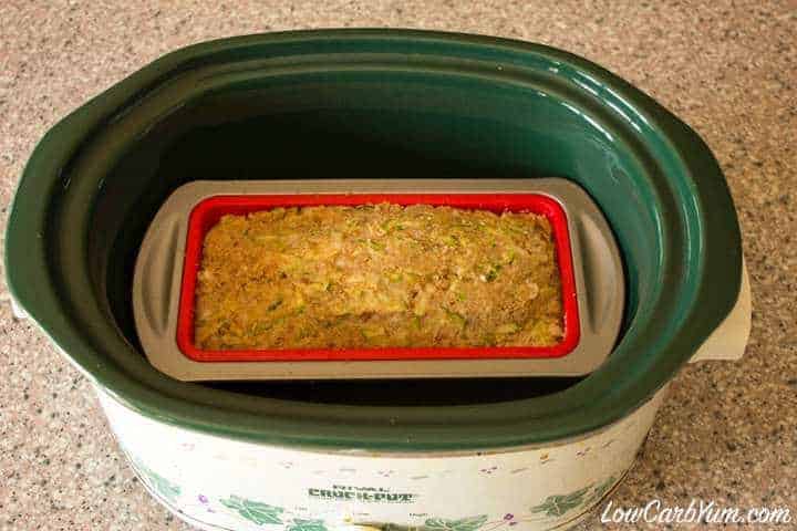 Crock pot zucchini bread batter in crock