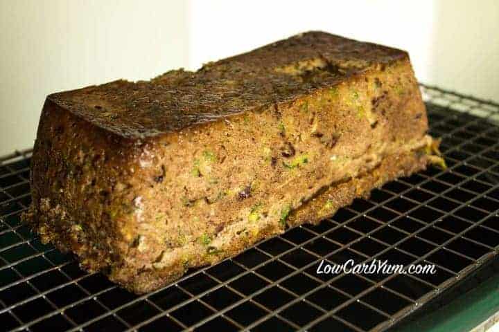 Crock pot zucchini bread cooling on rack