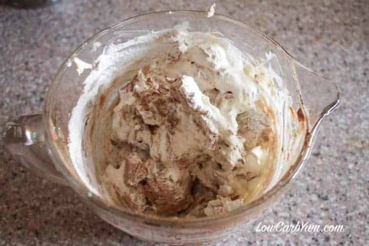 Folding Whipped Cream in Chocolate Cream Cheese Mix